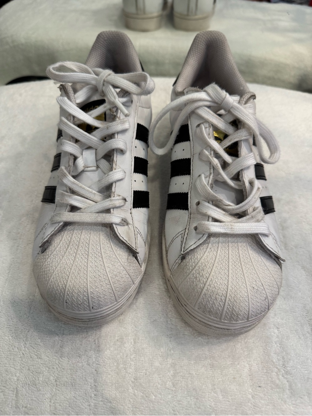 adidas White and Black womens Sneakers with Shell Toe